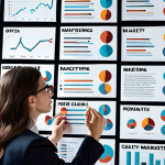 **A data analyst, surrounded by charts and graphs, collaborating with a creative marketer, brainstorming innovative marketing campaigns.**